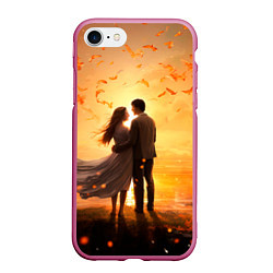 Чехол iPhone 7/8 матовый Влюбленная пара на закате, цвет: 3D-малиновый