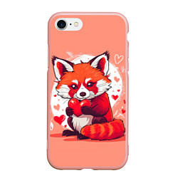 Чехол iPhone 7/8 матовый Рыжая лисичка с сердцем, цвет: 3D-светло-розовый
