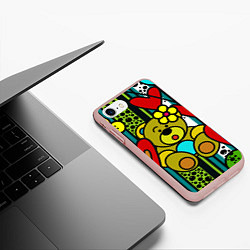 Чехол iPhone 7/8 матовый Абстракция мишка игрушка, цвет: 3D-светло-розовый — фото 2