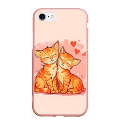 Чехол iPhone 7/8 матовый Влюбленные рыжики котики 14 февраля, цвет: 3D-светло-розовый