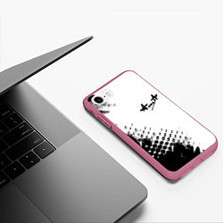 Чехол iPhone 7/8 матовый Алиса краски текстура, цвет: 3D-малиновый — фото 2