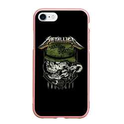 Чехол iPhone 7/8 матовый Metallica - skull, цвет: 3D-светло-розовый