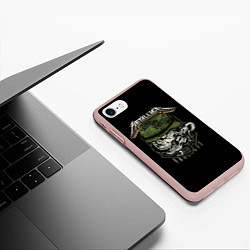Чехол iPhone 7/8 матовый Metallica - skull, цвет: 3D-светло-розовый — фото 2