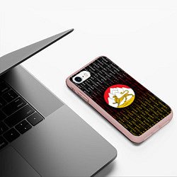 Чехол iPhone 7/8 матовый Герб Осетии на фоне надписей, цвет: 3D-светло-розовый — фото 2