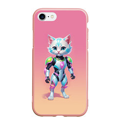 Чехол iPhone 7/8 матовый Funny kitten - cyberpunk, цвет: 3D-светло-розовый