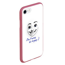 Чехол iPhone 7/8 матовый Dont worry be happy, цвет: 3D-малиновый — фото 2