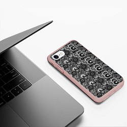 Чехол iPhone 7/8 матовый Черно-белый абстрактный узор круги, цвет: 3D-светло-розовый — фото 2