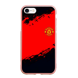 Чехол iPhone 7/8 матовый Manchester United colors sport, цвет: 3D-светло-розовый