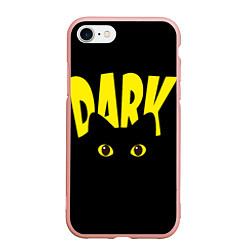 Чехол iPhone 7/8 матовый Dark cat eyes - черный кот, цвет: 3D-светло-розовый