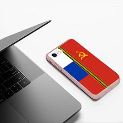 Чехол iPhone 7/8 матовый Россия и СССР, цвет: 3D-светло-розовый — фото 2
