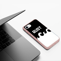 Чехол iPhone 7/8 матовый Раст текстура огонь белый, цвет: 3D-светло-розовый — фото 2