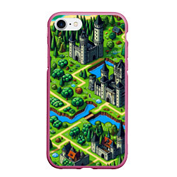 Чехол iPhone 7/8 матовый Heroes of Might and Magic - pixel map, цвет: 3D-малиновый