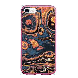 Чехол iPhone 7/8 матовый Абстрактный разноцветный узор, цвет: 3D-малиновый