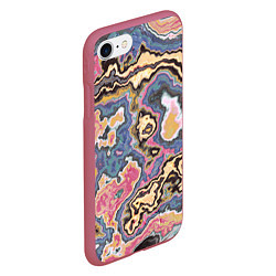 Чехол iPhone 7/8 матовый Мраморный узор разноцветный, цвет: 3D-малиновый — фото 2