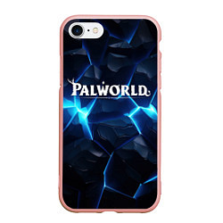 Чехол iPhone 7/8 матовый Palworld logo blue ice, цвет: 3D-светло-розовый