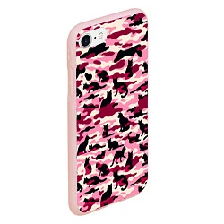 Чехол iPhone 7/8 матовый Камуфляжные розовые котики, цвет: 3D-светло-розовый — фото 2