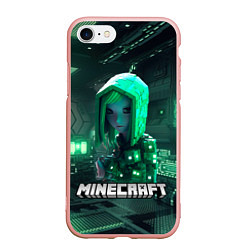 Чехол iPhone 7/8 матовый Minecraft девушка хакер