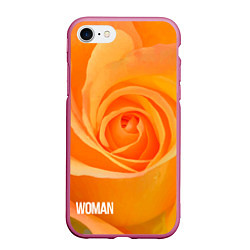 Чехол iPhone 7/8 матовый Оранжевая роза - woman, цвет: 3D-малиновый