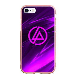 Чехол iPhone 7/8 матовый Linkin park neon stripes logo, цвет: 3D-светло-розовый