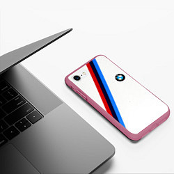 Чехол iPhone 7/8 матовый BMW brend geometry sport, цвет: 3D-малиновый — фото 2