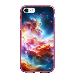 Чехол iPhone 7/8 матовый The cosmic nebula, цвет: 3D-малиновый