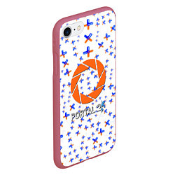 Чехол iPhone 7/8 матовый Portal logo pattern steel, цвет: 3D-малиновый — фото 2