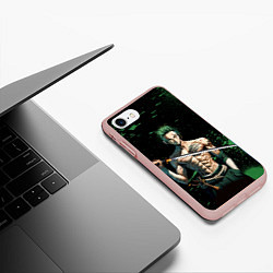 Чехол iPhone 7/8 матовый Ван Пис - Зоро нейросеть, цвет: 3D-светло-розовый — фото 2