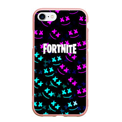 Чехол iPhone 7/8 матовый Marshmello neon fortnite, цвет: 3D-светло-розовый