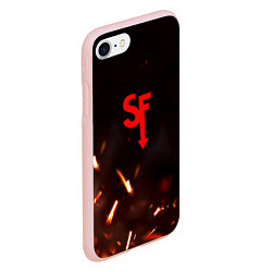 Чехол iPhone 7/8 матовый Sally face искры огня, цвет: 3D-светло-розовый — фото 2