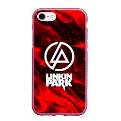 Чехол iPhone 7/8 матовый Linkin park красный огонь, цвет: 3D-малиновый