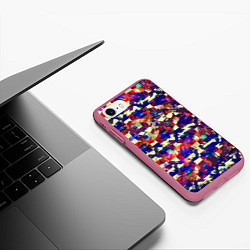 Чехол iPhone 7/8 матовый Разноцветные осколки стекла, цвет: 3D-малиновый — фото 2