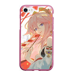 Чехол iPhone 7/8 матовый Genshin Impact Яэ Miko smile kitsune