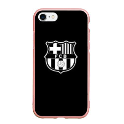 Чехол iPhone 7/8 матовый Barcelona fc club белое лого, цвет: 3D-светло-розовый