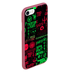 Чехол iPhone 7/8 матовый Twenty one pilots pattern rock steel, цвет: 3D-малиновый — фото 2