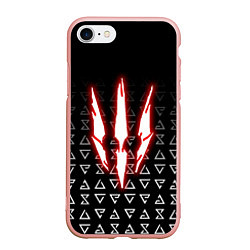 Чехол iPhone 7/8 матовый The witcher - red logo, цвет: 3D-светло-розовый