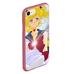 Чехол iPhone 7/8 матовый Sailor Moon Усаги Цукино и младенец, цвет: 3D-малиновый — фото 2