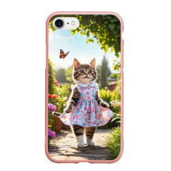 Чехол iPhone 7/8 матовый Кошка в летнем платье в саду