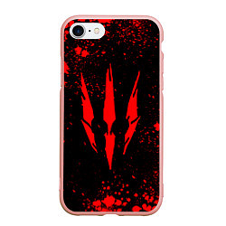 Чехол iPhone 7/8 матовый The witcher - Краскый логотип и брызги
