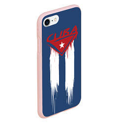 Чехол iPhone 7/8 матовый Кубинский флаг на синем фоне, цвет: 3D-светло-розовый — фото 2