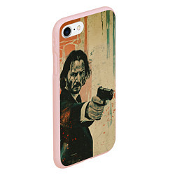 Чехол iPhone 7/8 матовый Джон Уик с пистолетом, цвет: 3D-светло-розовый — фото 2