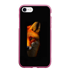 Чехол iPhone 7/8 матовый Морда рыжей лисы, цвет: 3D-малиновый