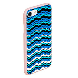 Чехол iPhone 7/8 матовый Синие техно волны, цвет: 3D-светло-розовый — фото 2