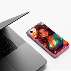 Чехол iPhone 7/8 матовый Girl в кимоно, цвет: 3D-малиновый — фото 2