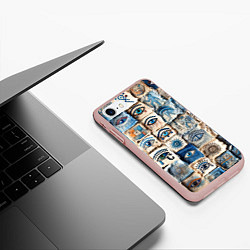 Чехол iPhone 7/8 матовый Глаза на пэчворк дениме, цвет: 3D-светло-розовый — фото 2