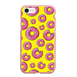 Чехол iPhone 7/8 матовый Пончики Гомера, цвет: 3D-светло-розовый