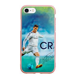 Чехол iPhone 7/8 матовый CR Ronaldo, цвет: 3D-светло-розовый