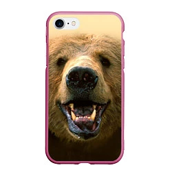 Чехол iPhone 7/8 матовый Взгляд медведя, цвет: 3D-малиновый