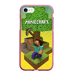 Чехол iPhone 7/8 матовый Minecraft Tree, цвет: 3D-малиновый