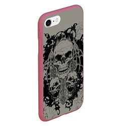 Чехол iPhone 7/8 матовый Skulls, цвет: 3D-малиновый — фото 2