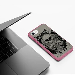 Чехол iPhone 7/8 матовый Skulls, цвет: 3D-малиновый — фото 2